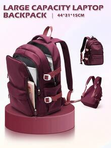 School Travel Laptop Backpack Lightweight Bag College Backpack For Cute Durable Backpack Casual Day Pack For Girls And Boys, Large Capacity Portable Backpack For Outdoor, Travel, Hiking, School. New And Old Versions Are Sent Randomly, New And Old Versions Are Shipped Randomly - Burgundy - View 4