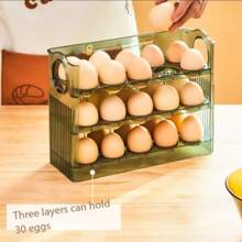 1PC自动翻盖鸡蛋收纳盒冰箱侧门储物架厨房专用鸡蛋托收纳工具冷冻饺子盒水果收纳盒塑料储物盒