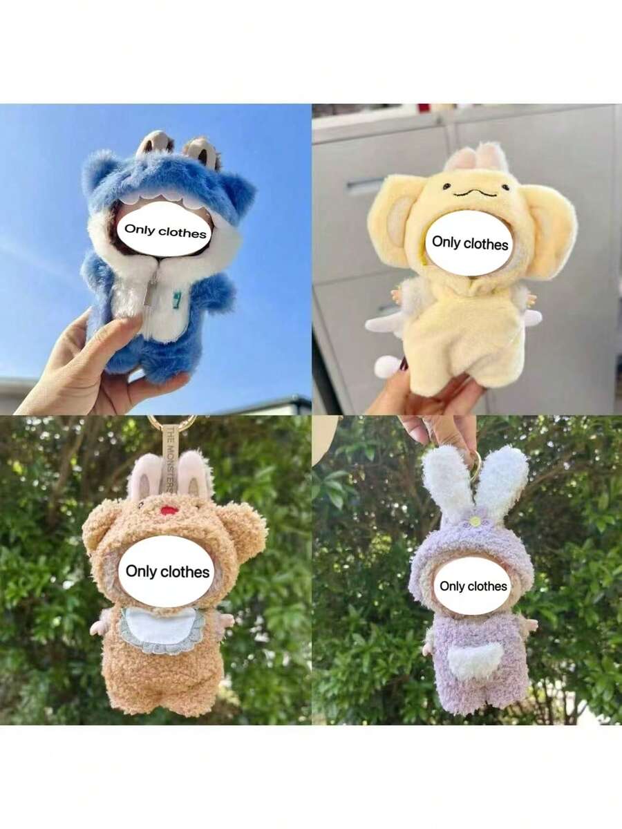 15-17cm LABUBU Shark, Rabbit, Monkey Outfit Set For LABUBU Dolls, Labobo Figurines Gen 1-3 Accessories (Only Doll Clothes) (Shark Outfit Zipper May Vary, Sent Randomly) - Multicolor - View 1