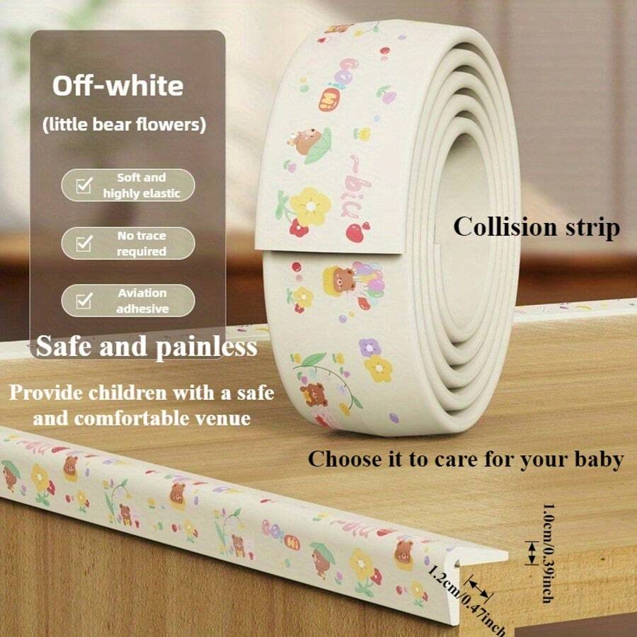 1 Roll Thick High Elastic Baby Collision Wall Sticker, Solve Full House Protection! [No Trace Adhesive] Printed NBR Foam Material, Self-Adhesive Wall Sticker, Home Corner Guard, Wall, Window Sill, Bed Head, Bed Edge Cushion Soundproof Anti-Collision Safety Guard, Essential For Baby & Kids Daily Life, Suitable For Home And Kindergarten - Multicolor - View 1