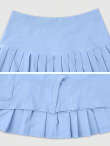 Leorrey 1 件女士无缝休闲舒适纯色高腰防闪烁甜美褶皱网球跑步健身裙