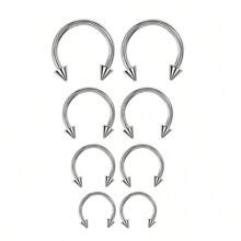 8/16/32 Pcs Stainless Steel Septum Nose Rings Set - Stainless Steel Lip Stud Set-Women Men's Body Piercing Jewelry Gift Stainless Steel Piercing Jewelry Set Lip Studs Tongue Studs Ear Studs Nose Studs Nipple Rings Tongue Rings Stainless Steel 14G 16G Straight Bar Curved Bar Bell Piercing Jewelry