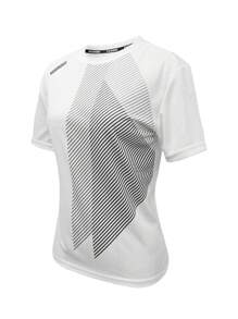 1pc Women's Quick Drying T-Shirt, Ice Silk Round Neck Short Sleeve, Stretchy Sweat-Absorbing Quick Dry Sweatshirt, Suitable For Women's Fitness Training - White - View 3