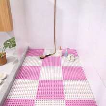 10 Pieces/Set Of TPE Bathroom Mats, Bathroom Shower Mats, Plastic Hollow Waterproof Swimming Pool Mats, Interlocking Floor Tiles With Drainage Holes, Bathroom Grid Mats, Bathroom Two-Color Non-Slip Mats, Shower Room Safety Non-Slip Mats, Bathroom Accessories, Non-Slip Shower Mat Module Interlocking Mats, Pools, Terraces, Balconies, Kennels, Poultry And Colored Grid Mats.