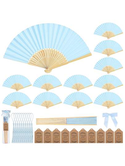 50/25/5件/套，粉色木质折扇配礼品袋感谢卡套装，感谢卡，新娘竹制手持折扇，单身派对婚礼新娘送礼会装饰，伴娘竹制手持折扇，单身派对拍照道具，伴娘礼物和婚礼装饰，完美的婚礼礼物，婚礼装饰，非常适合派对和活动，完美的夏季配饰，女士折扇