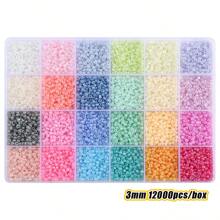 24格3毫米彩色玻璃珠，适用于手工珠宝制作、手链和项链DIY配件、万圣节、圣诞节和糖果珠DIY工艺品，批发散装商品[12000颗/盒] - 12000pcs/box - 查看 36