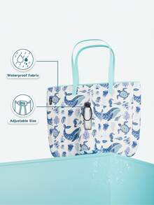 Meoky Tote Bag with Front Pocket and Zipper, Waterproof Shoulder Bag with Water Bottle Holder, Fits Laptop, Tumbler with Handle and Straw, Perfect for Daily Use, School, Travel, Work, and a Creative Gift Idea for Women - 藍色 - 查看 5