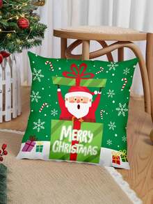45*45cm Cute Cartoon Christmas Reindeer, Santa Claus, Snowman Pattern Decorative Pillow Cover, Christmas Decoration For Indoor And Outdoor Party, Living Room, Bedroom, Sofa (No Pillow Insert) - Multicolor - View 10
