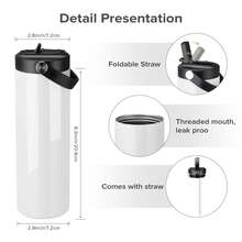 12/25 Pack Sublimation Tumbler Bulk 20oz Skinny Straight, Double Wall Stainless Steel Tumblers With Portable Handle, Individually Boxed, For Tumbler Heat Press Sublimation Oven Printing - trắng - Xem 2