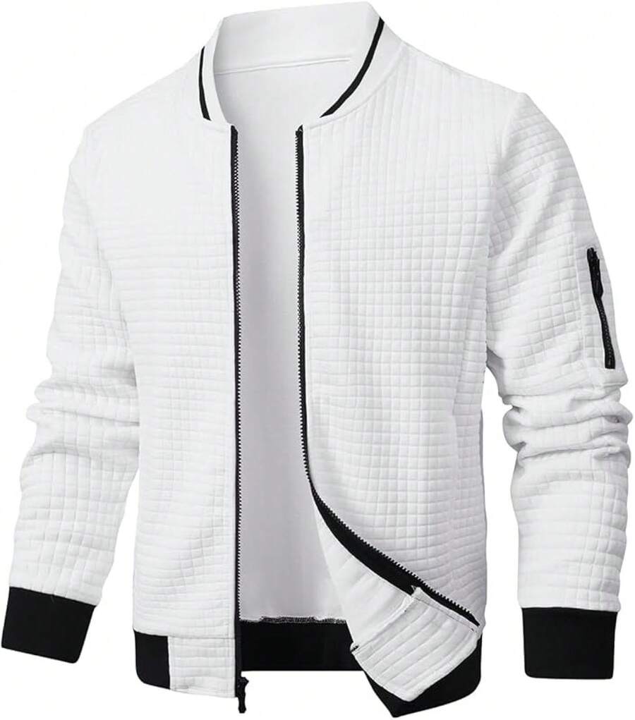 Mens Casual Lightweight CoatChristmas MQ4K - 白色 - 查看 1
