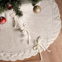 1 pieza Falda de árbol de Navidad tejida: Falda de árbol de 48 pulgadas de color blanco crema con trenzado de punto grueso, decoraciones rústicas de árbol de Navidad, decoración navideña de estilo granja, decoraciones para el hogar y fiestas navideñas, decoración del hogar, decoraciones navideñas, decoración de habitación, decoraciones navideñas de invierno, regalos de Navidad, decoración navideña