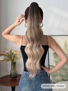 24英寸渐变波浪假莫霍克马尾辫，耐热纤维 - 漸層 - 查看 3