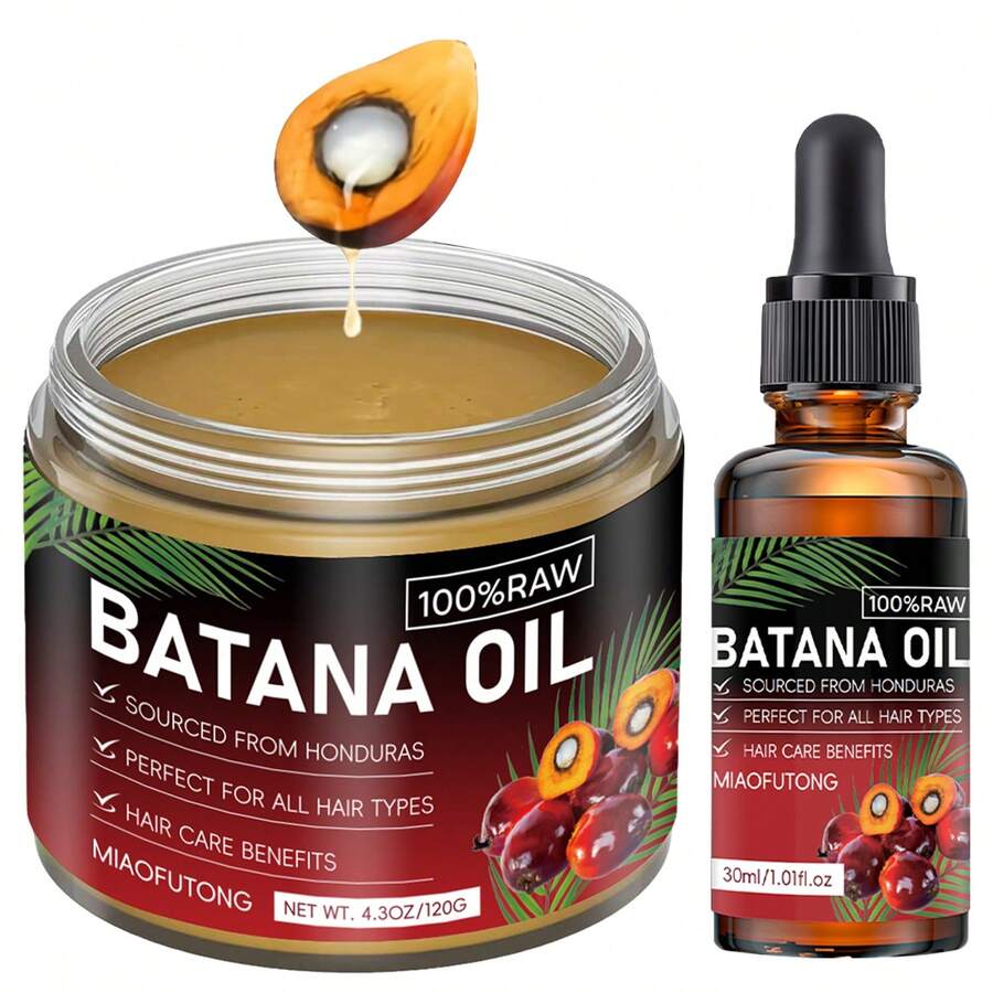2件組 洪都拉斯 Batana 油 + Batana 護髮油，富含 Batana 油精華，防止頭髮斷裂，修復分叉髮尾，增加髮量，撫平乾燥毛躁髮質，打造亮麗秀髮，護髮產品，髮用精華