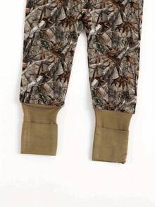 MIOZING Camouflage Print Baby Romper, Brown Trim Bamboo Zipper Jumpsuit, Long Sleeve Outfit, Autumn Winter Daily Wear&Photo Outfit For Baby Boys/Girls - 棕色 - 查看 5