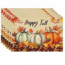 4-Piece Set Of Autumn Thanksgiving Themed Placemats With Pumpkin And Maple Leaf Print Designs, Measuring 30X45 Centimeters, Is Perfect For Theme Decoration In Thanksgiving Restaurants, Dining Tables, Indoor And Outdoor Gatherings, And Rural Kitchens. It Is The Best Choice For Thanksgiving Gifts.