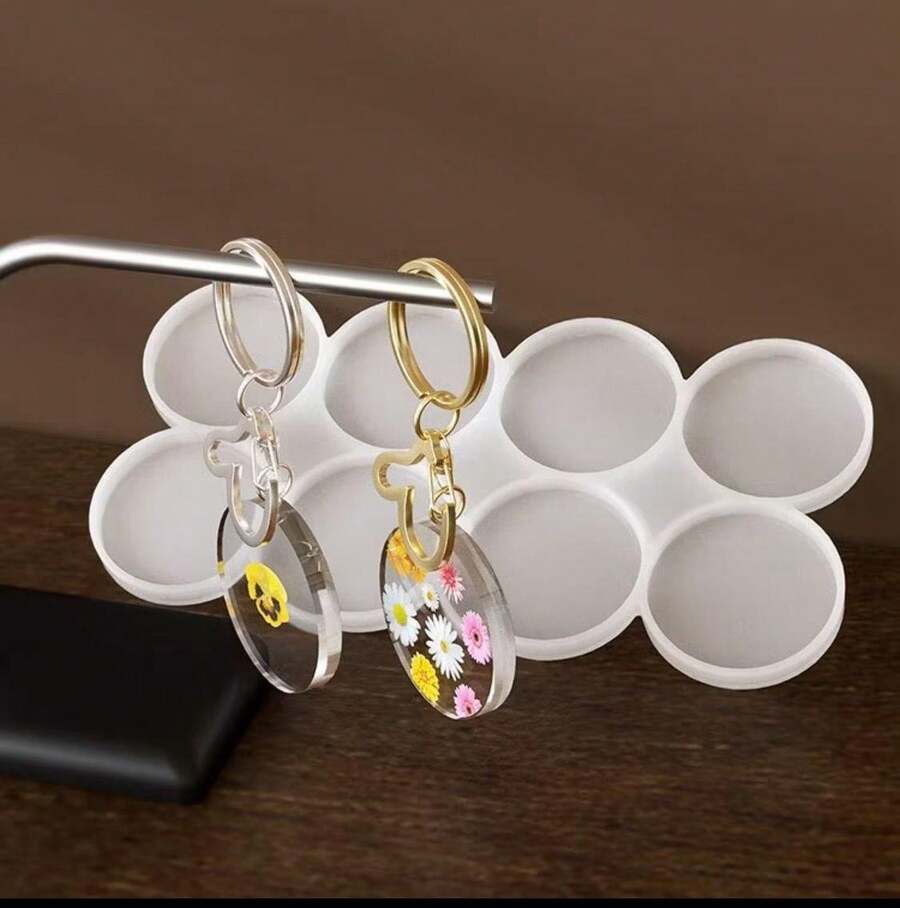 8-Cavity Round Silicone Mold For Resin, Confectionery And Soaps - 透明的 - 查看 1