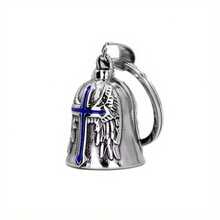 1 Piece Retro Punk Style Patron Bell Motorcycle Bell Men's Intersection Lucky Bell Angel Wings Knight Bell Metal Pendant Motorcycle Accessories - 藍色 - 查看 1