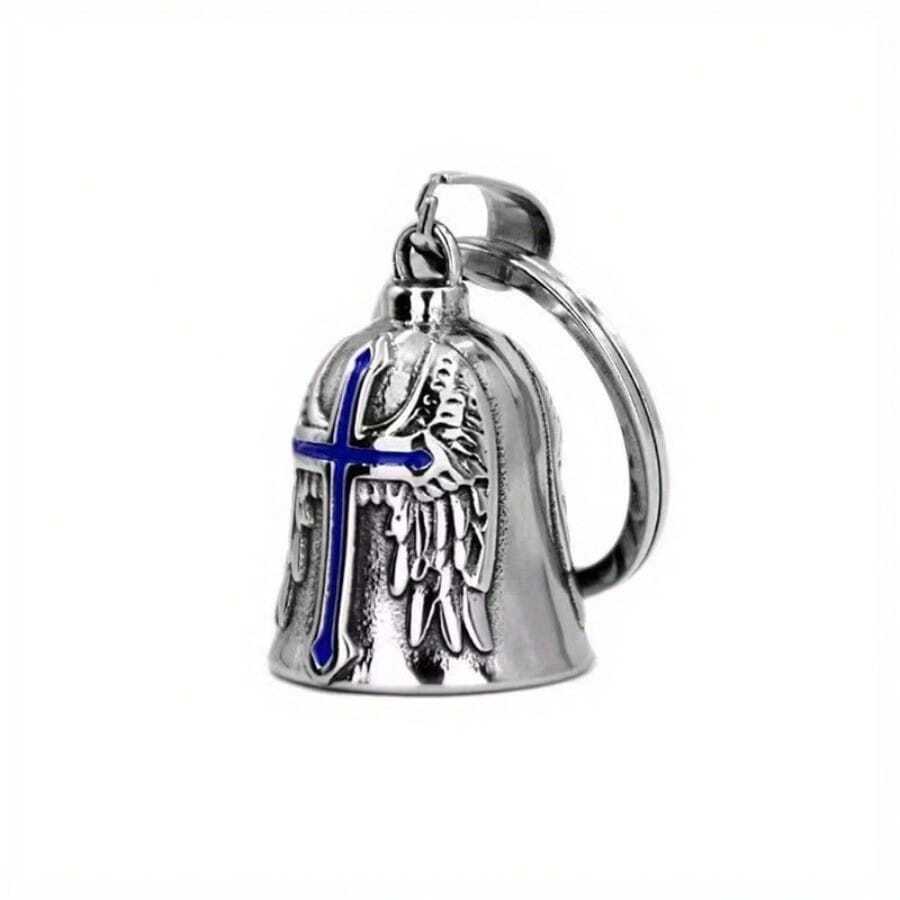 1 Piece Retro Punk Style Patron Bell Motorcycle Bell Men's Intersection Lucky Bell Angel Wings Knight Bell Metal Pendant Motorcycle Accessories - 藍色 - 查看 1