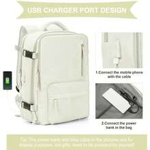 43x30x20cm Large Capacity Multifunctional Backpack, With Shoe Compartment, Dry And Wet Separation, Computer Compartment, USB Charging, Versatile Energy Five Colors, Travel Essential, Convenient Waterproof Large Capacity Backpack, Multifunctional Storage, Suitable For Commuting And Travel, Essential Large Capacity Backpack, Business Trips, Commuting, Travel Easy Storage, Simple And Stylish, Suitable For Short And Long Distance Travel, Vacation, Going Abroad, Visiting Relatives, Sports, Outdoor, Meet Your Travel Needs - Beige - View 5