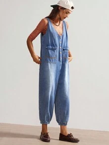 Bohemela Mono de mezclilla casual de vacaciones para mujer