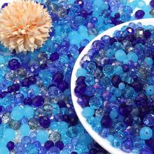 100-200 hạt pha lê thủy tinh xanh trong suốt các loại, kích thước 4/6/8mm, thời trang, dễ thương, nhiều màu sắc, dùng làm đồ trang sức, vòng tay tình bạn, vòng cổ, đồ thủ công, mặt dây chuyền, đồ trang trí - màu xanh - Xem 4
