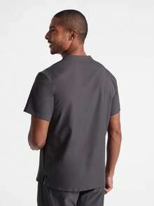 Men's V-Neck Short Sleeve Double Pocket Medical Uniform Top