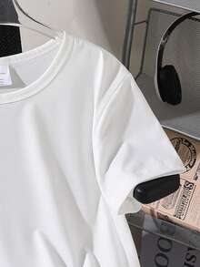 男童标语字母印花休闲短袖T恤 - 白色 - 查看 4