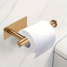 1 Peça Suporte para Papel Higiênico de Aço Inoxidável Resistente, Montagem na Parede Autoadesiva Sem Furos, Acabamento Escovado, Dispensador de Rolo de Papel Higiênico, Suporte para Papel Higiênico de Parede - Prata - Visão 4