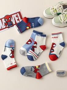 Marvel 6双儿童可爱超级英雄蜘蛛侠系列袜子男童中筒袜韩国卡通秋冬女童袜子儿童蜘蛛侠超级英雄人物袜子 - 彩色 - 查看 5