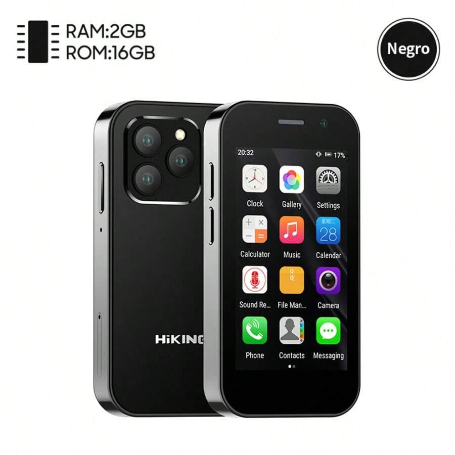 El mini teléfono móvil de moda más popular en el software social más popular en Internet, el modelo es Hiking Mini Smartphone 4g Dual Sim Android 9 Hiking A14 16Gb 2Gb Mini Phone 2000 Mah Fm Wifi Gps Bluetooth teléfono móvil, el modelo es Mini S23 Dual SIM Android 8.1 3G 2GB + 16GB 900mAh WiFi GPS Bluetooth, muy adecuado para senderismo, niños y coleccionistas. - A14 Negro - Ver 1