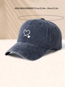 1pc Navy Blue Double Heart Baseball Cap, Outdoor Sun Hat, Unisex Essential Item - Dark Blue - View 4