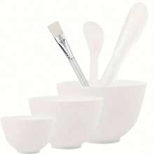 Set de 6 tazones de mezcla de silicona para mascarillas faciales - Herramienta profesional para mezclar mascarillas faciales (Blanco)