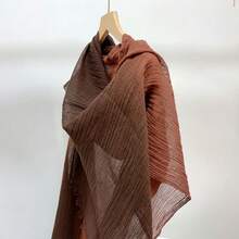 Lightweight Summer Scarf Light Shawl Wrap Linen Feel Scarves For Men And Women - 棉棕色漸層色 - 查看 3