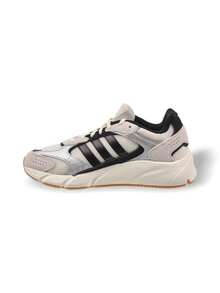 Adidas Giày nữ thường ngày, nhẹ, êm ái, thoáng khí, đế dày, có logo, thân thiện với da, đa năng, phù hợp đi làm hàng ngày, tập gym, đi học, thư giãn, du lịch (Mã sản phẩm JH6699) - Trắng/Bạc/Đen - Xem 1