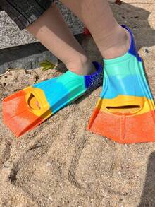 1 Pair Short Swimming Fins For Teens, Swimming Training Fins, Suitable For Girls, Boys, Adults, Men And Women Beginners - Multicolor - View 10