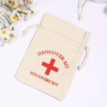 1/20/50pcs Hangover Kit Burlap Bags, Canvas Bags, Emergency Survival Kit Pouches, Wedding Wedding Favor Holder Bag, Red Cross Linen Gift Bags, For Bachelor/Bachelorette Party Supplies, Mother's Day Graduation, Recovery Event Party Decor, Creative Small Gift, Holiday Accessory, Birthday Party Supplies, Birthday Gift, Art Craft Ornament Gift, Wedding Decor - Khaki - View 7