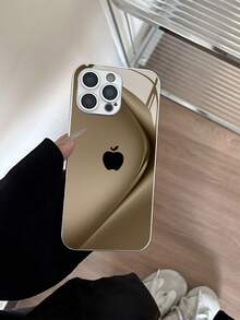 Ốp lưng điện thoại tối giản phong cách doanh nhân, họa tiết Apple màu bạc, thiết kế cong chuyển sắc, mặt kính cường lực độ nét cao, chống rơi vỡ, unisex, tương thích với iPhone 17/16 Pro Max/15 Pro/14 Pro Max/13 Pro Max/16 Pro/15 Pro Max/12 Pro Max/11/XS Max/7 Plus, tương thích với ốp bảo vệ chống rơi vỡ cho iPhone 13. - màu nâu - Xem 5