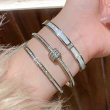 Exquisite 925 Silver-Plated Stainless Steel Fashion Bracelet, Waterproof Women Jewelry - Silver - View 16