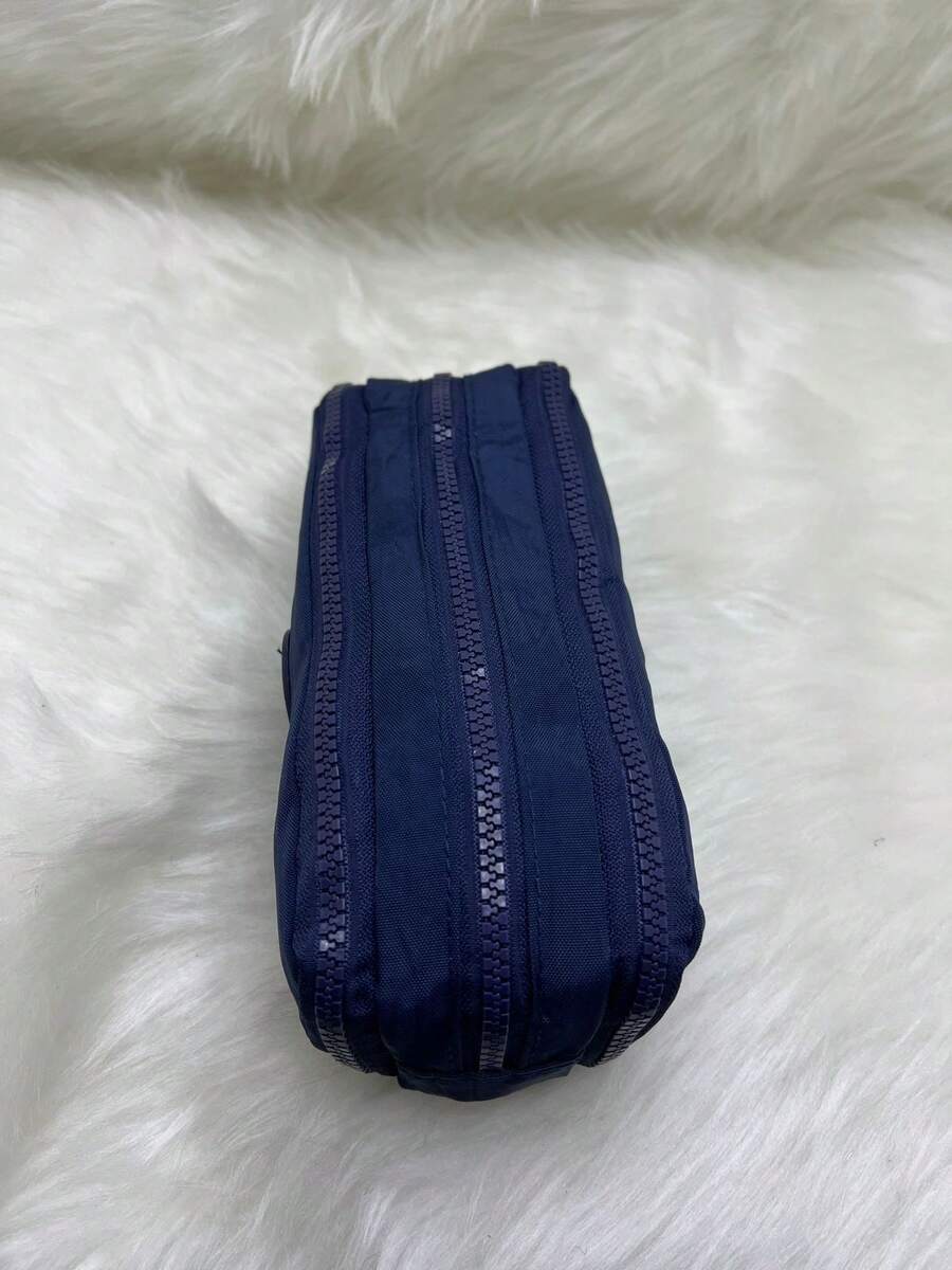 School Pencil Case With 3 Dividers And Elastic For Pencils And Pens - 藍色 - 查看 1