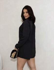 Women's Double Blazer And Casual Shorts Set - màu đen - Xem 2