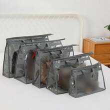 1pc Transparent Large Capacity Portable Storage Bag - High Quality Dust-Proof Hanging Bag, Saves Closet Space, Convenient For Storage And Organization, Each Bag Is Easy To Carry, Minimalist Transparent Handheld Storage Bag, Dust-Proof And Moisture-Proof Storage Bag, Multi-Functional Wardrobe Bag - Grey - View 16