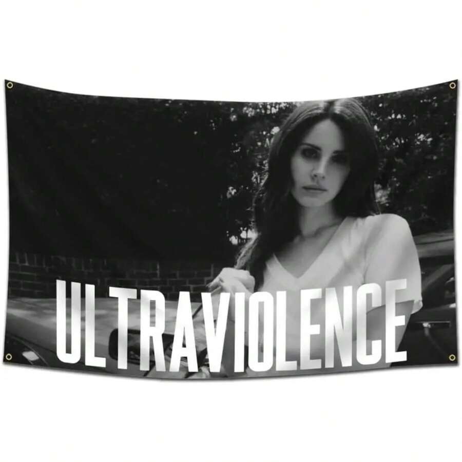 Lana Del Singer Rey Flag Tapestry Album Cover Flag Tapestry 60*40 Inch Wall Hanging Living Room Bedroom Dormitory Aesthetic Decoration - 主圖風格 - 查看 1
