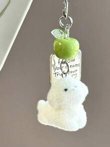 1 件男女通用新款可爱植绒狗吊坠，苹果绿星手机链，个性化 3D 小狗钥匙扣配件万圣节配饰教师节圣诞节礼物创意包袋配饰挂绳带身份证夹汽车配饰包袋饰物 - 彩色 - 查看 3