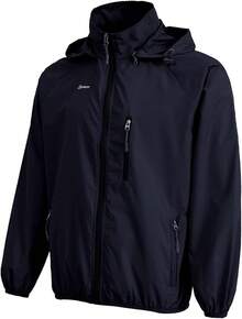 Men's Lightweight Waterproof Packable Windbreaker Running CoatChristmas IA2R - Navy - View 5
