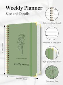 Trees Quaderno pianificatore settimanale non datato, agenda con programma giornaliero, pianificatore degli obiettivi con tracciamento delle abitudini, adatto per le donne