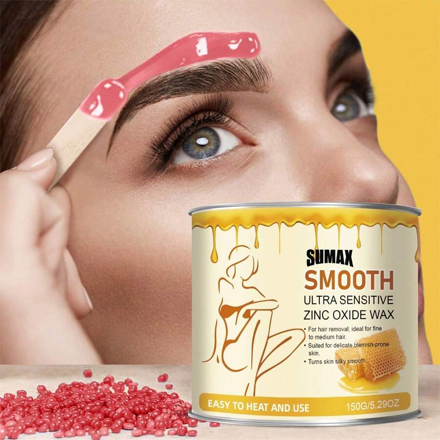 1Pc 150g SMOOTH ULTRA SENSITIVE ZINC OXIDE WAX Semoves Short-Stubborn Hair Mild And Non Irritating Hair Removal Lazy People Can Also Easily Get Started - 黃色 - 查看 1