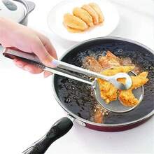 1 件/不锈钢食物夹、二合一不锈钢厨房夹、不锈钢炸锅夹、沥油食物夹、撇渣器开槽勺、带撇渣器勺的炸锅滤网、厨房滤网勺、创意家居厨房用具，适用于厨房、餐厅、自助餐、露营、房车、烘焙学习、餐饮校园、校园餐具、厨房、圣诞礼物 - 彩色 - 查看 10