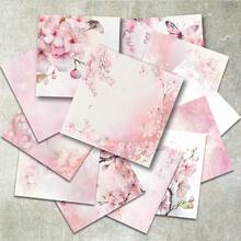 36 Sheets 6inch Pink Butterfly & Flower Background Scrapbooking Paper, Suitable For Bullet Journal, Collage, Greeting Cards, Scrapbooks And Crafts