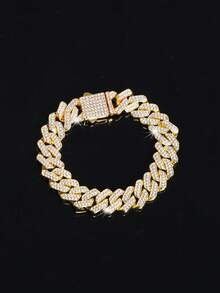 1 件装镶钻链手链/项链，嘻哈闪亮风格，适合日常佩戴、夜间外出和节日礼物 - B - 查看 9