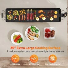 35'' Extra Large Electric Griddle W/ Adjustable Temperature Thermostats Drip Tray - Xem 4